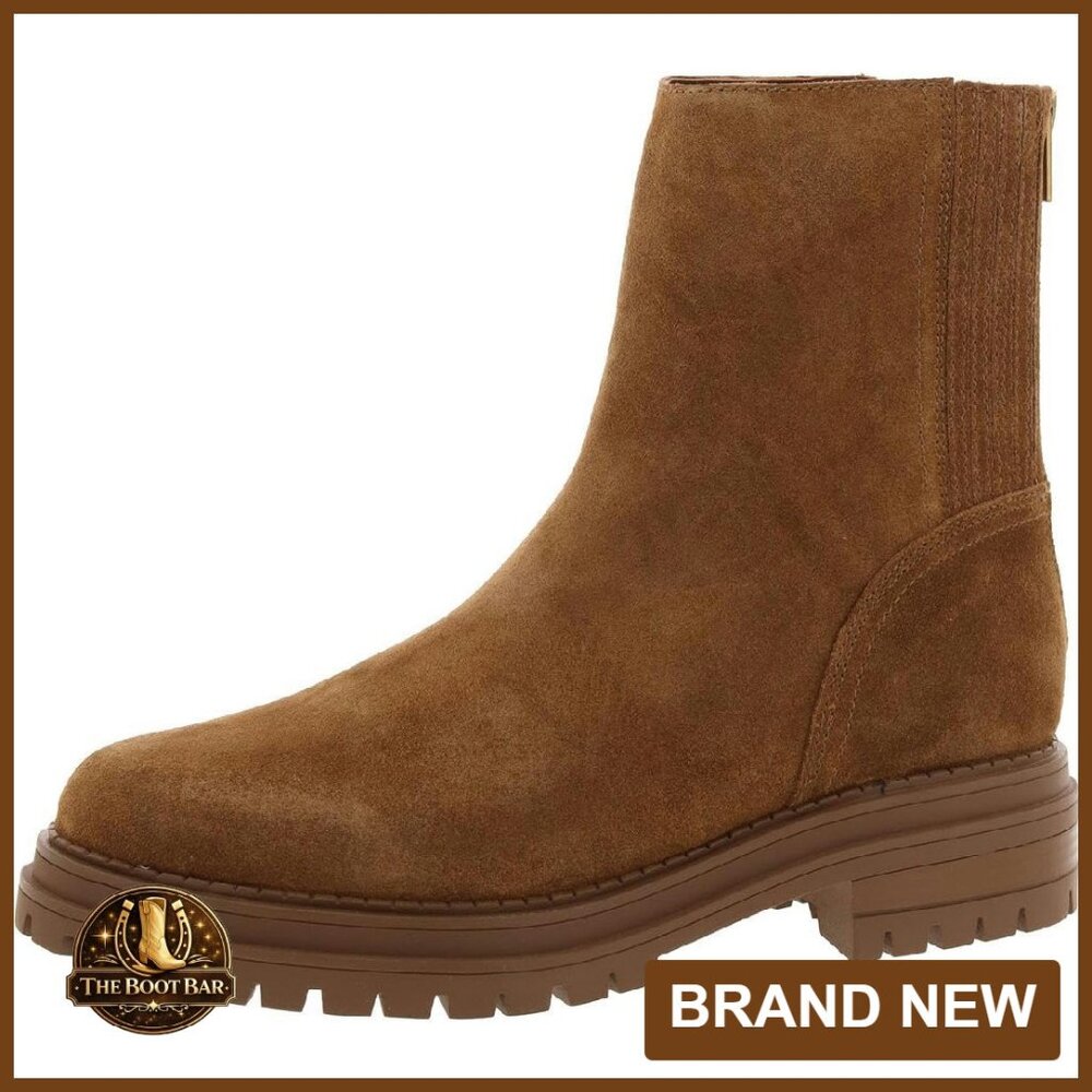 Pull-On Ankle Booties Almond Toe Lug Sole 1.77 Heel Day Night Wear